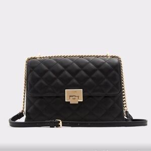 Aldo Black and Gold Quilted Crossbody Purse